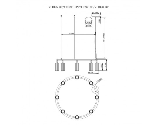 Подвесная люстра Moderli Cora V11898-8P
