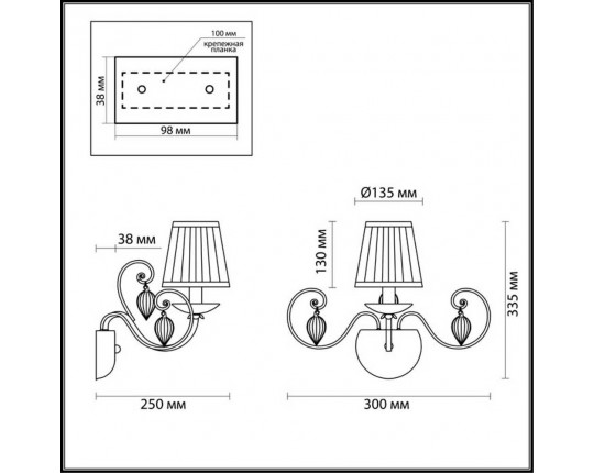 Бра Odeon Light Classic Niagara 3921/1W