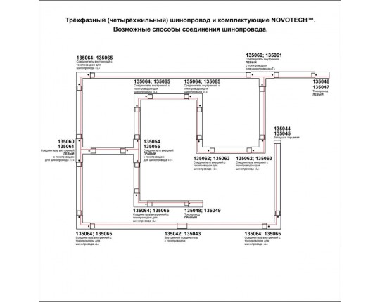 Соединитель внутренний с токопроводом для трехфазного шинопровода Novotech Port 135042