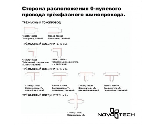 Соединитель-токопровод левый для трехфазного шинопровода Novotech Port 135046
