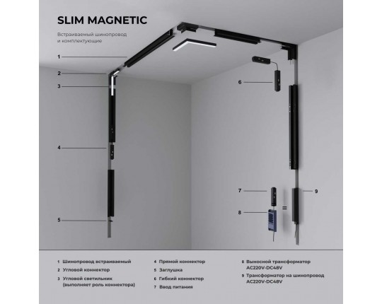Коннектор L-образный внутренний Elektrostandard Slim Magnetic 85213/00 a067507