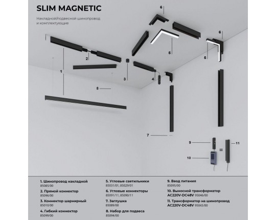 Коннектор угловой для шинопровода Elektrostandard Slim Magnetic 85124/00 a062151