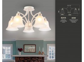  Потолочная люстра TR3050/5 WH/GD/FR белый/золото/белый матовый E27/5 max 40W D630*320