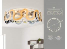  Потолочная люстра с хрусталем TR5328/6 GD/SM/FR золото/дымчатый/белый матовый E14/6 max 40W D606*230