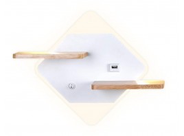  Настенный светодиодный светильник с выключателем, USB портом и полкой FW100 WH/WD белое/дерево LED 3000K/4200K/6400K 12W 340*250*105