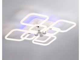  Светодиодный потолочный светильник с подсветкой FA3866/4+4 WH белый 144W 3000K-6400K+RGB 627*627*121 (ПДУ РАДИО 2.4G)