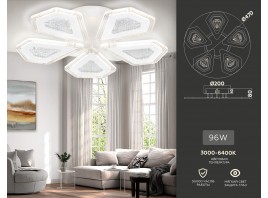  Потолочный светодиодный светильник с пультом FA4030/5 WH белый 96W 3000K+6400K/4200K/6400K+3000K D470*80 (ПДУ ИК)