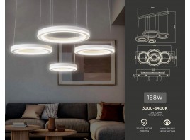  Подвесной светодиодный светильник с пультом FA4325/4 WH белый 3000K/4200K/6400K 168W 770*400*720 (ПДУ РАДИО 2.4G)