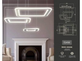  Подвесной светодиодный светильник с пультом FA4329/3 WH белый 3000K/4200K/6400K 154W 650*460*590 (ПДУ РАДИО 2.4G)