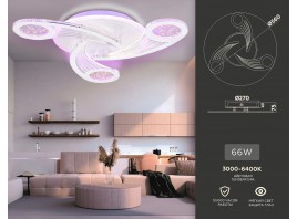  Потолочный светодиодный светильник с пультом FA4475/3 WH белый 66W 3000K+BL/4200K+PU/3000K+6400K D560*75 (ПДУ ИК)