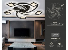  Потолочный светодиодный светильник с пультом FA4478/5 BK черный 90W 3000K+6400K/4200K/6400K+3000K D620*75 (ПДУ ИК)