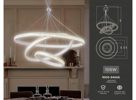  Подвесной светодиодный светильник с пультом FA6157/3 WH белый 3000K/4200K/6400K 106W D700*890 (ПДУ РАДИО 2.4G)