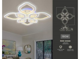  Потолочный светодиодный светильник с пультом FA8844/4+4 WH белый 3000K/4200K/6400K 190W 770*770*120 (ПДУ РАДИО 2.4G)