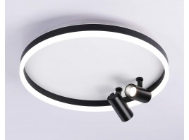  Потолочный светодиодный светильник с пультом управления FL5113/1+2 WH/BK белый/черный 43W 3000K-6400K D500*130 (ПДУ ИК)