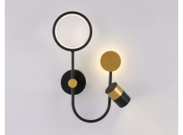  Настенный светодиодный светильник со сменной лампой FL51602/3 BK/GD черный/золото 11W 4200K+GU10 424*275*100