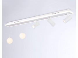  Потолочный светодиодный светильник со сменной лампой и пультом управления FL66201/1+5 WH белый 67W 3000K-6400K+G9/2 1000*100*400 (ПДУ ИК)