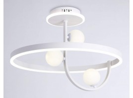  Потолочный светодиодный светильник со сменной лампой и пультом управления FL66261/1+3 WH белый 56W 3000K-6400K+G9/3 D500*358 (ПДУ ИК)