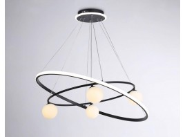  Подвесной светодиодный светильник со сменной лампой и с пультом управления FL66327/1+4 BK черный 92W 3000K-6400K+G9/4 D800/600*1200 (ПДУ ИК)