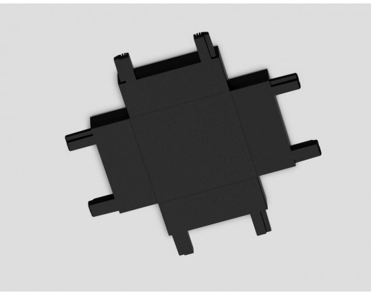 GV1127 BK черный X-образный коннектор для накладного шинопровода 46*46*6