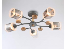  Подвесной светильник TR3033233/5 GR/LW/SM серый/светлое дерево/дымчатый E27*5 max 60W D700*180