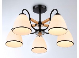 Подвесной светильник TR3033245/5 BK/CH/LW/FR черный/хром/светлое дерево/белый матовый E27*5 max 60W D610*290
