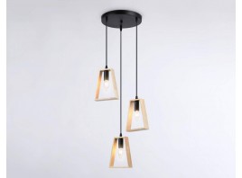  Подвесной светильник в стиле лофт TR80499/3 BK/LW черный/светлое дерево E14/3 max 60W D350*1000