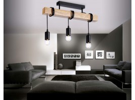  Подвесной светильник в стиле лофт TR8182/3 BK/LW черный/светлое дерево E27*3 max 40W 500*50*420
