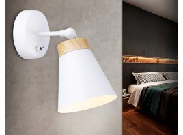  Накладной спот с выключателем в стиле лофт TR8213 WH/LW белый/светлое дерево E27 max 40W D120*252