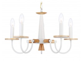 Подвесная люстра TR9592/5 WH/LW белый/светлое дерево E14/5 max 40W D555*660