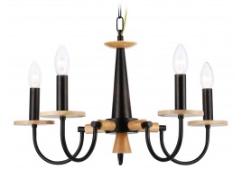  Подвесная люстра TR9593/5 BK/LW черный/светлое дерево E14/5 max 40W D555*660