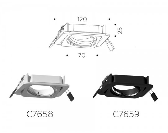 C7659 SBK черный песок 120*120*H25mm MR16 GU5.3