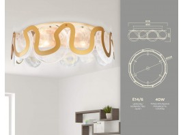  Потолочная люстра с хрусталем TR5327/6 GD/FR золото/белый матовый E14/6 max 40W D606*230