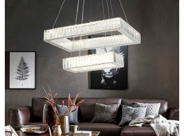  Подвесная светодиодная люстра с хрусталем TR5005/2 CH/CL хром/прозрачный 90W 3000K/4200K/6400K 600*400*950 (Без ПДУ)