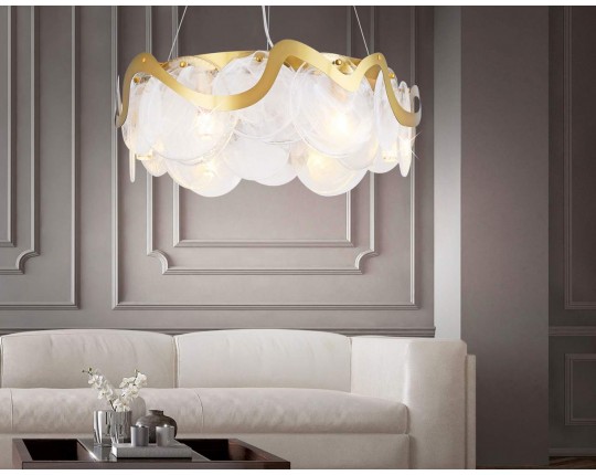 TR5326/6 GD/CL/FR золото/прозрачный/белый матовый E14/6 max 40W D600*980