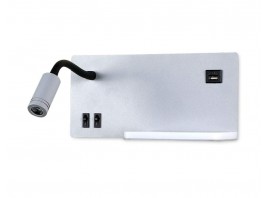  Настенный светодиодный светильник с полкой, USB портом и выключателем FW292 GR/BK серый/черный LED 4200K 5W+3W 260*150*110