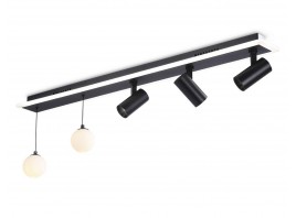  Потолочный светодиодный светильник со сменной лампой и пультом управления FL66202/1+5 BK черный 67W 3000K-6400K+G9/2 1000*100*400 (ПДУ ИК)