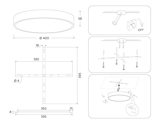 FV5528 WH белый LED 45W 4200K D400*58 (Без ПДУ) светодиодный потолочный светильник