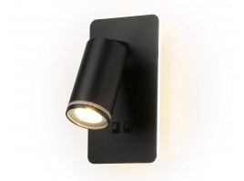  Настенный светильник с выключателем FW2466 BK черный GU10 max 12W+LED 4200K 9W 185*105*150