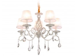  Подвесная люстра с абажурами и хрусталем TR4547/5 WH/SL белый/серебро E14/5 max 40W D565*500