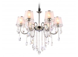  Подвесная люстра с абажурами и хрусталем TR4588/6 CH/SL хром/серебро E14/6 max 40W D660*570