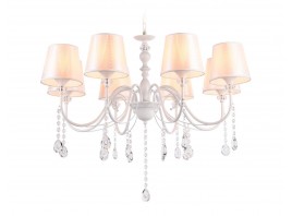  Подвесная люстра с абажуром и хрусталем TR4605/8 WH белый E27/8 max 40W D770*910