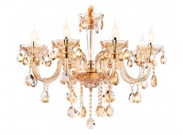  Подвесная классическая люстра с хрусталем TR4907/8 GD/TI золото/янтарь E14/8 max 40W D760*639