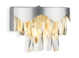  Настенный светильник с выключателем и хрусталем TR5090 SL/CL серебро/прозрачный E14/2 max 40W 260*180*150