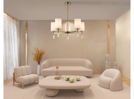  Люстра со стеклянными плафонами на штанге LH56261/5 BS/FR латунь/белый матовый E27/5 max 60W D600*590