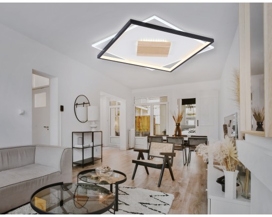  Светильник светодиодный потолочный FL4791 WH/BK/WD белый/черный/дерево 77W 3000-6000K 515*515*50 (без ПДУ)