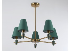  Люстра на штанге с абажурами и мрамором LH75051/5 BS/GN латунь/зеленый E14*5 max 40W D700*580