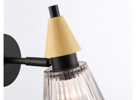  Настенный светильник LH58118 BK/LW/SM черный/светлое дерево/дымчатый E14 max 40W 180*110*200