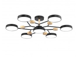  Люстра светодиодная на штанге FL4866/7 BK/WD черный/дерево 126W 3000-6000K D830*190 (без ПДУ)