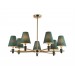  Люстра на штанге с абажурами и мрамором LH75053/7 BS/GN латунь/зеленый E14*7 max 40W D840*580