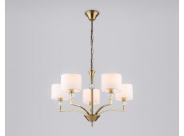  Подвесная люстра с абажурами и хрусталем LH71131/5 BS/WH латунь/белый E14/5 max 40W D660*880